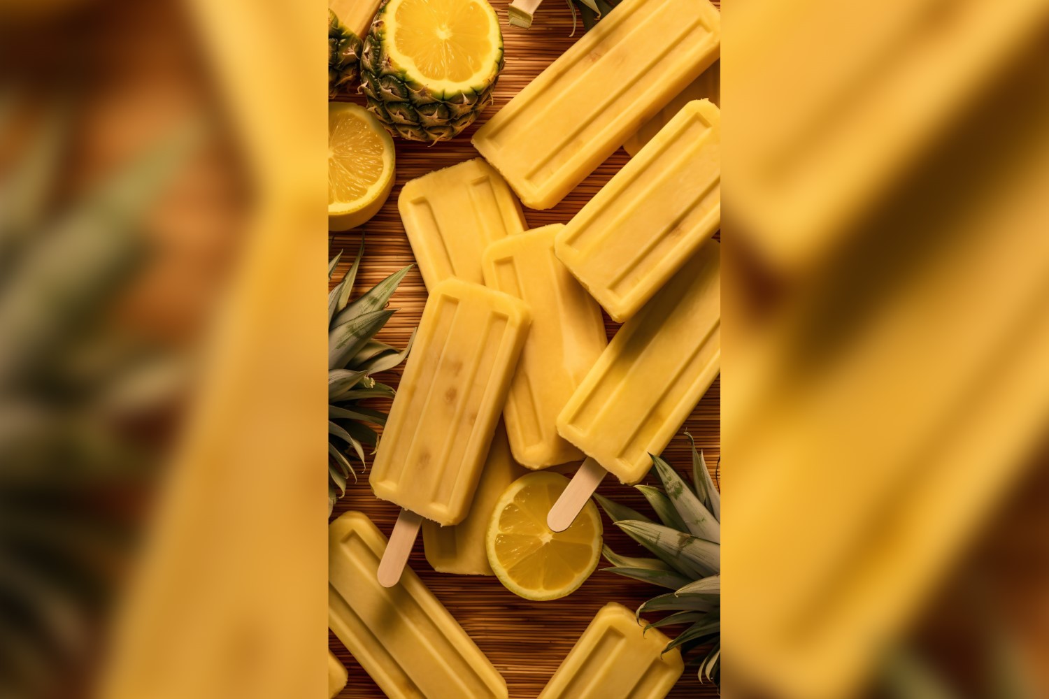 Pineapple popsicle on wooden background summer fruit concept 272