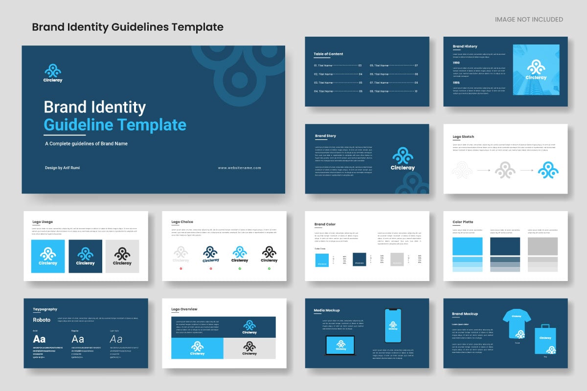 Brand Guidelines Template, minimal brand identity presentation layout