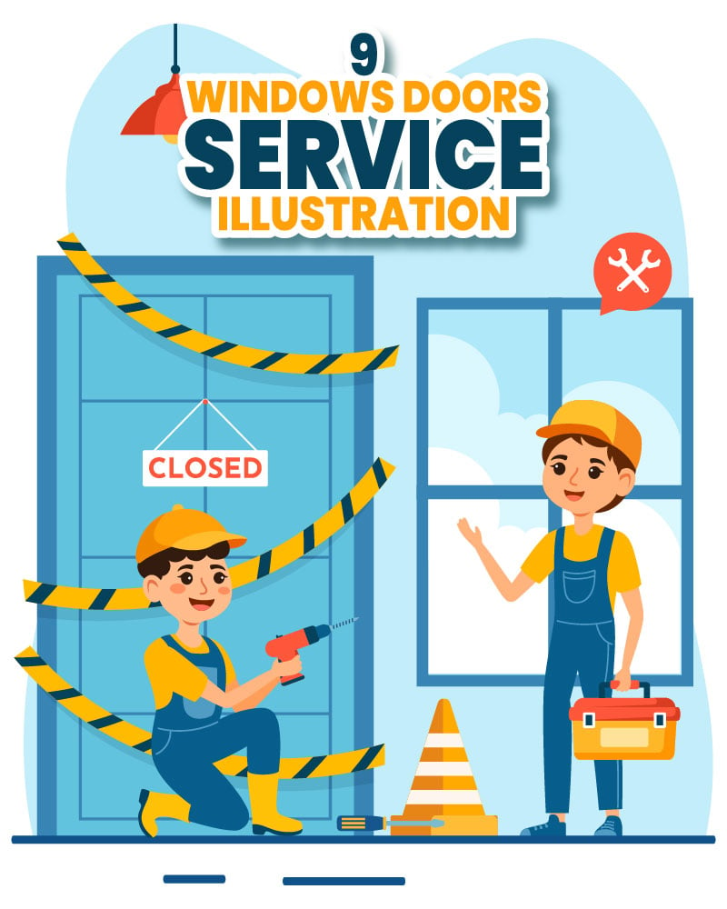 9 Windows and Doors Service Illustration