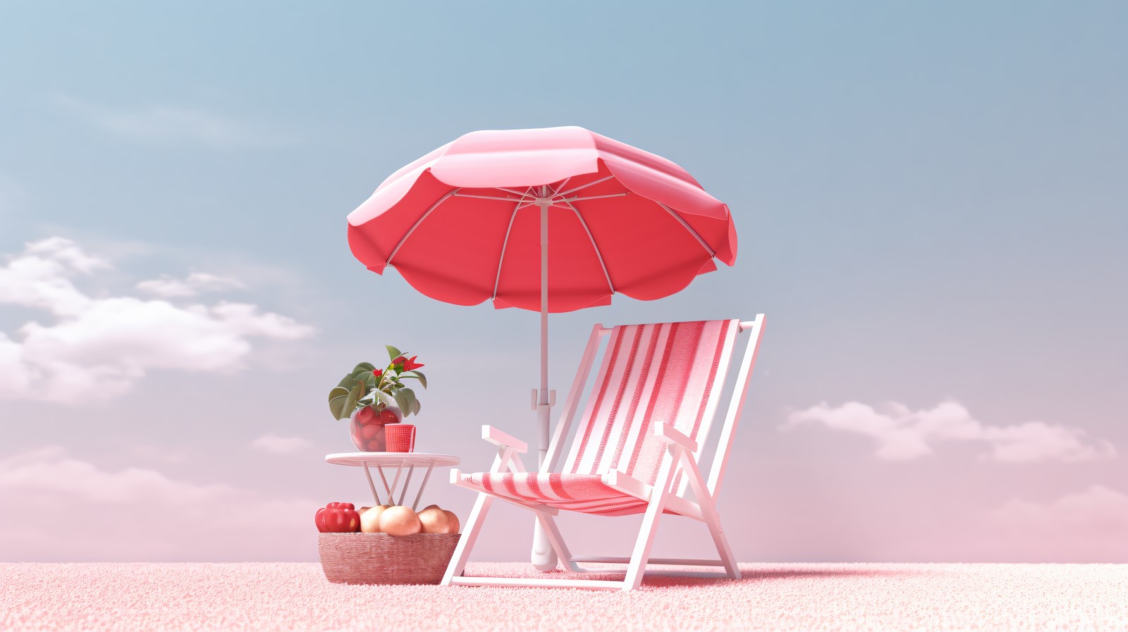 Beach summer Outdoor Beach chair with pink umbrella 35