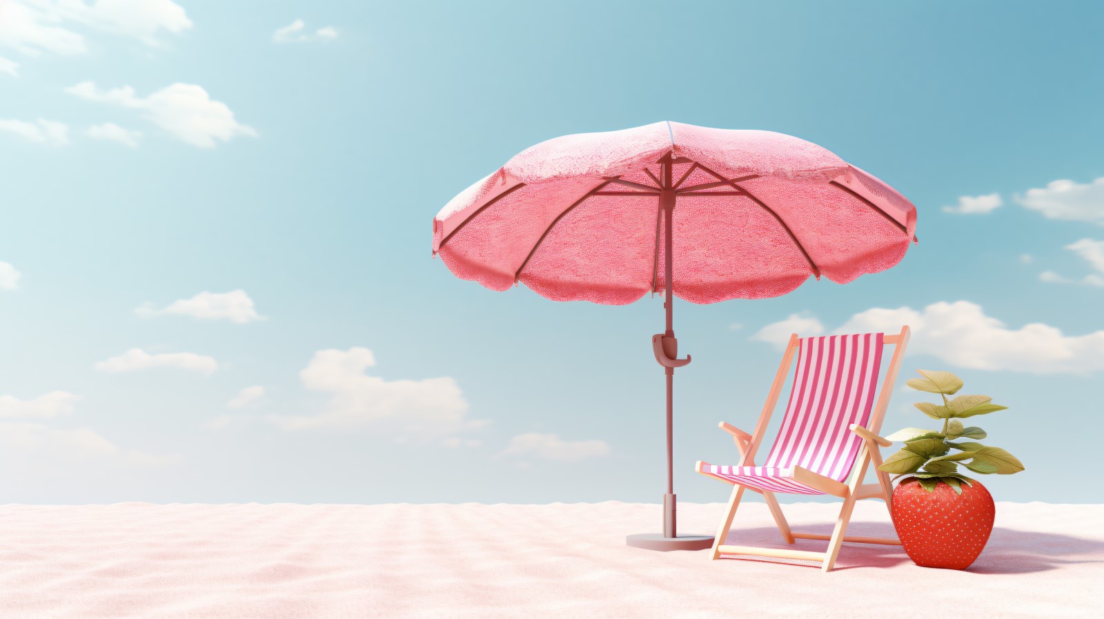 Beach summer Outdoor Beach chair with pink umbrella 334