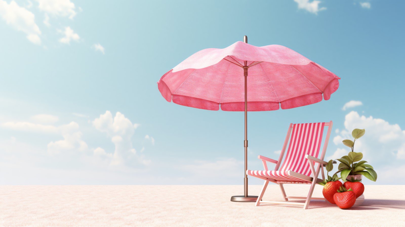 Beach summer Outdoor Beach chair with pink umbrella 338