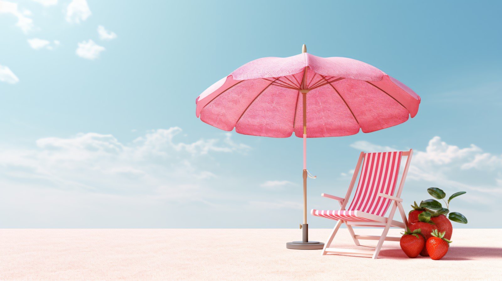 Beach summer Outdoor Beach chair with pink umbrella 339