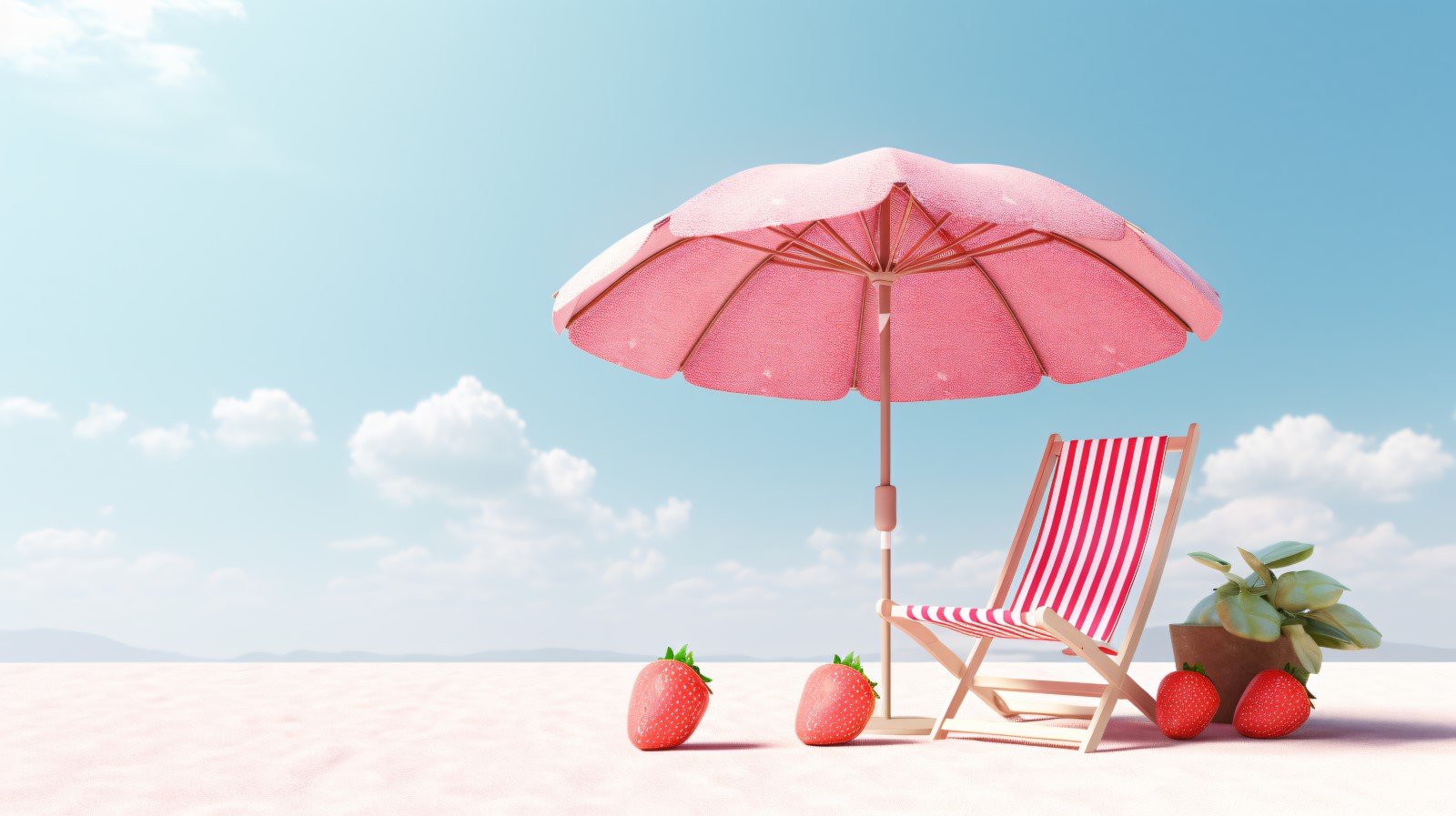 Beach summer Outdoor Beach chair with pink umbrella 340