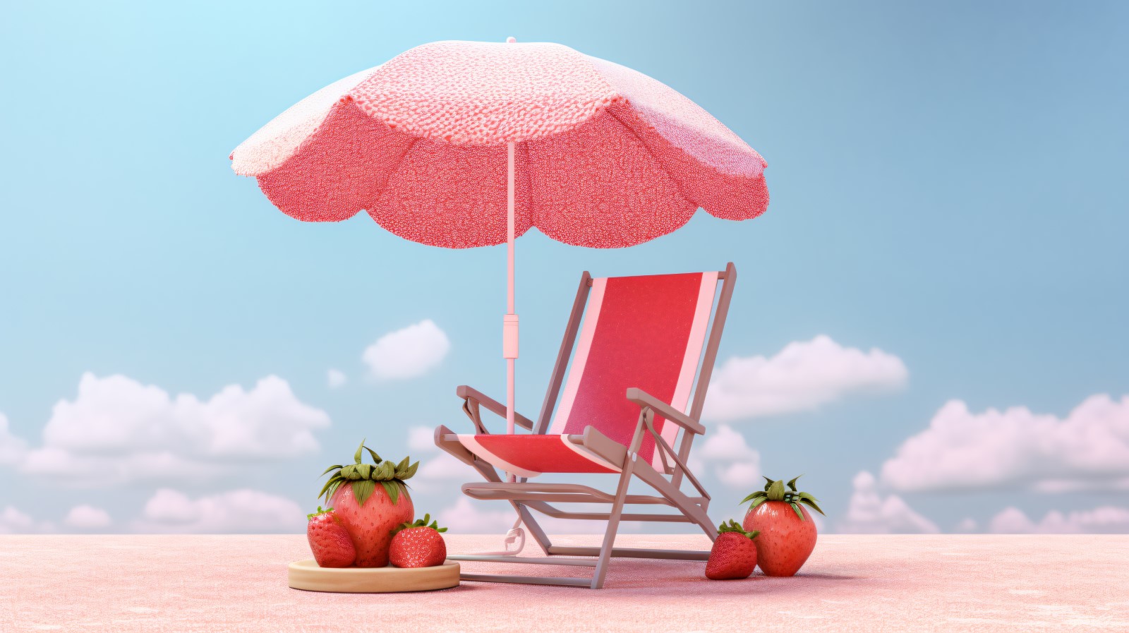 Beach summer Outdoor Beach chair with pink umbrella 341