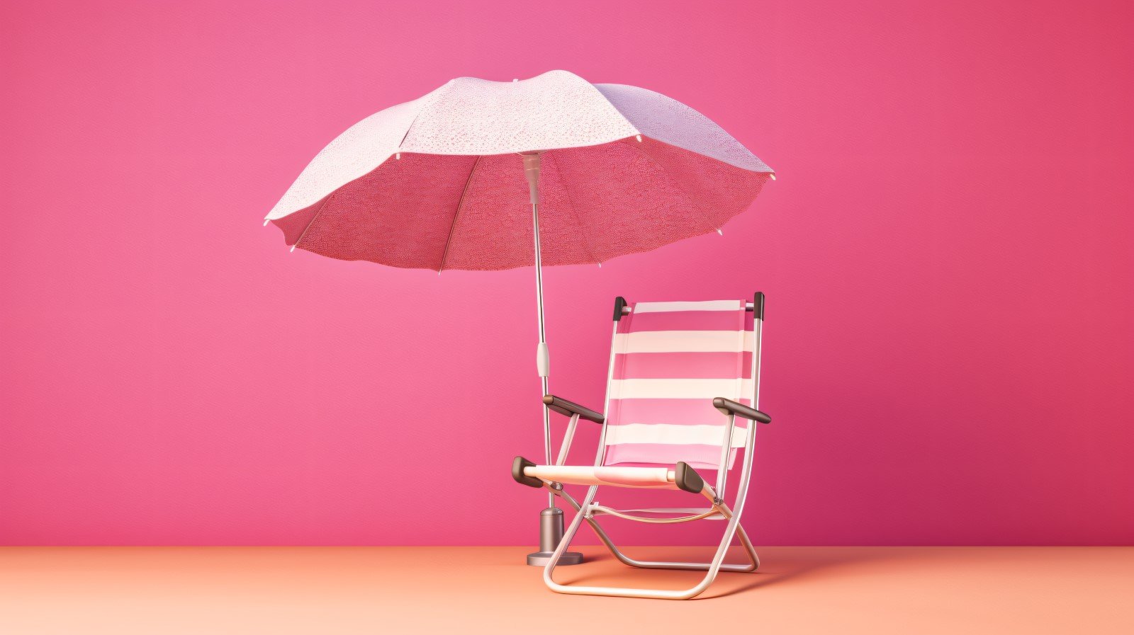 Beach summer Outdoor Beach chair with pink umbrella 345