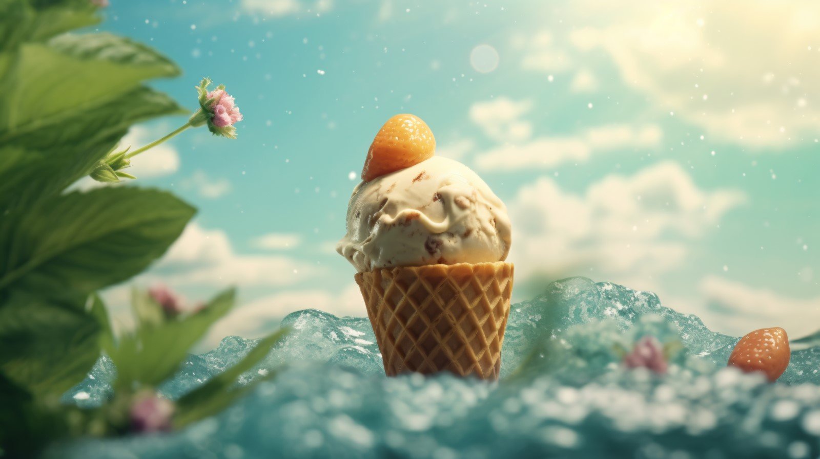 Warmth of summer desert delicious scoop of ice cream 431