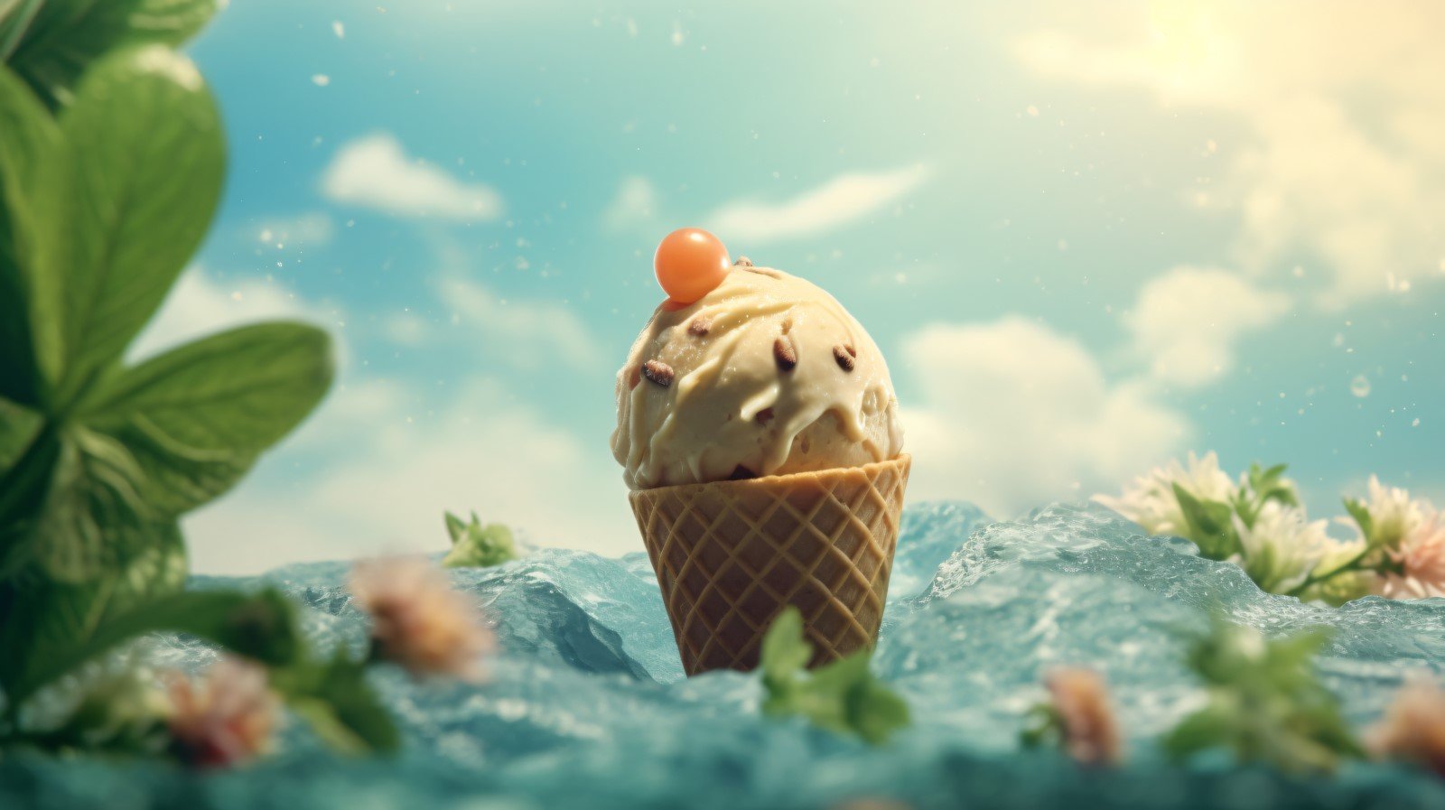 Warmth of summer desert delicious scoop of ice cream 436