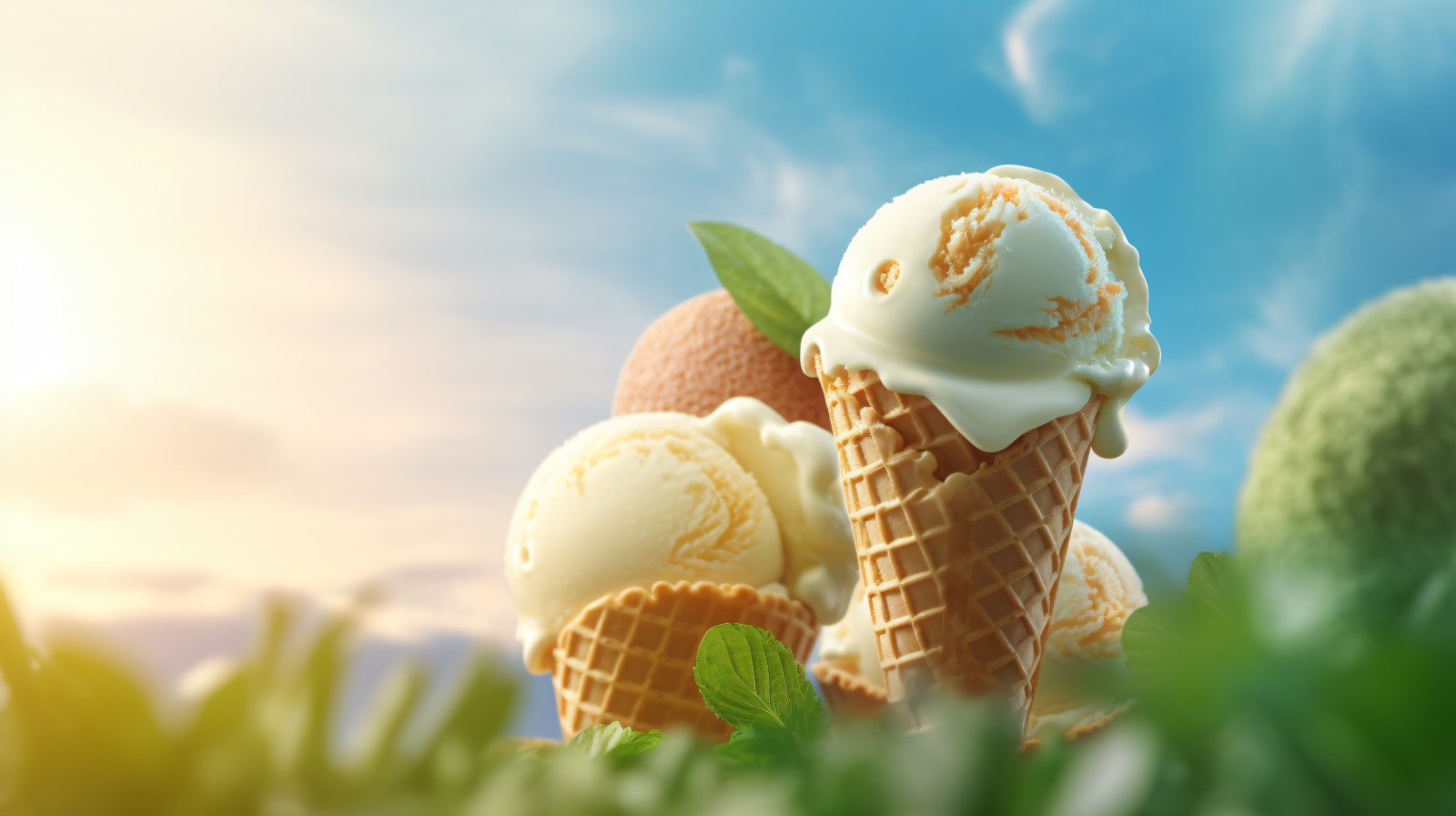 Warmth of summer desert delicious scoop of ice cream 440