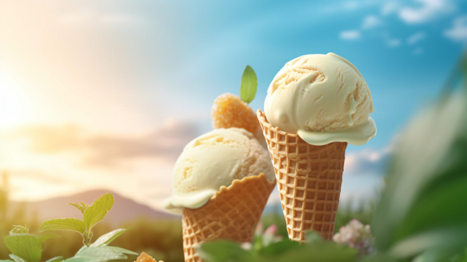 Warmth of summer desert delicious scoop of ice cream 443