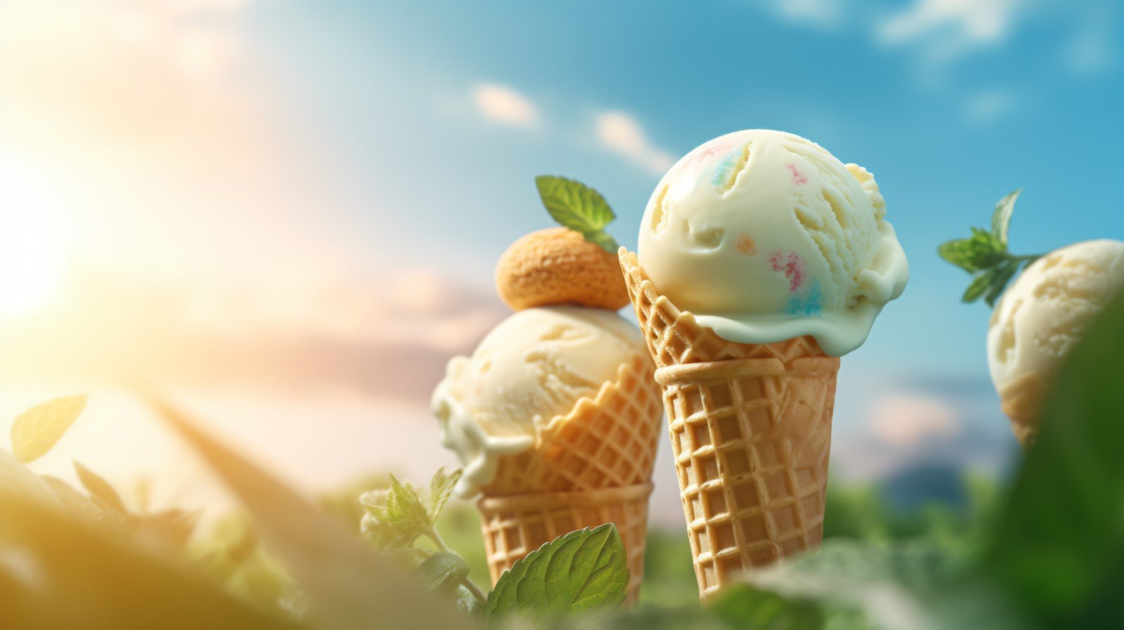 Warmth of summer desert delicious scoop of ice cream 438