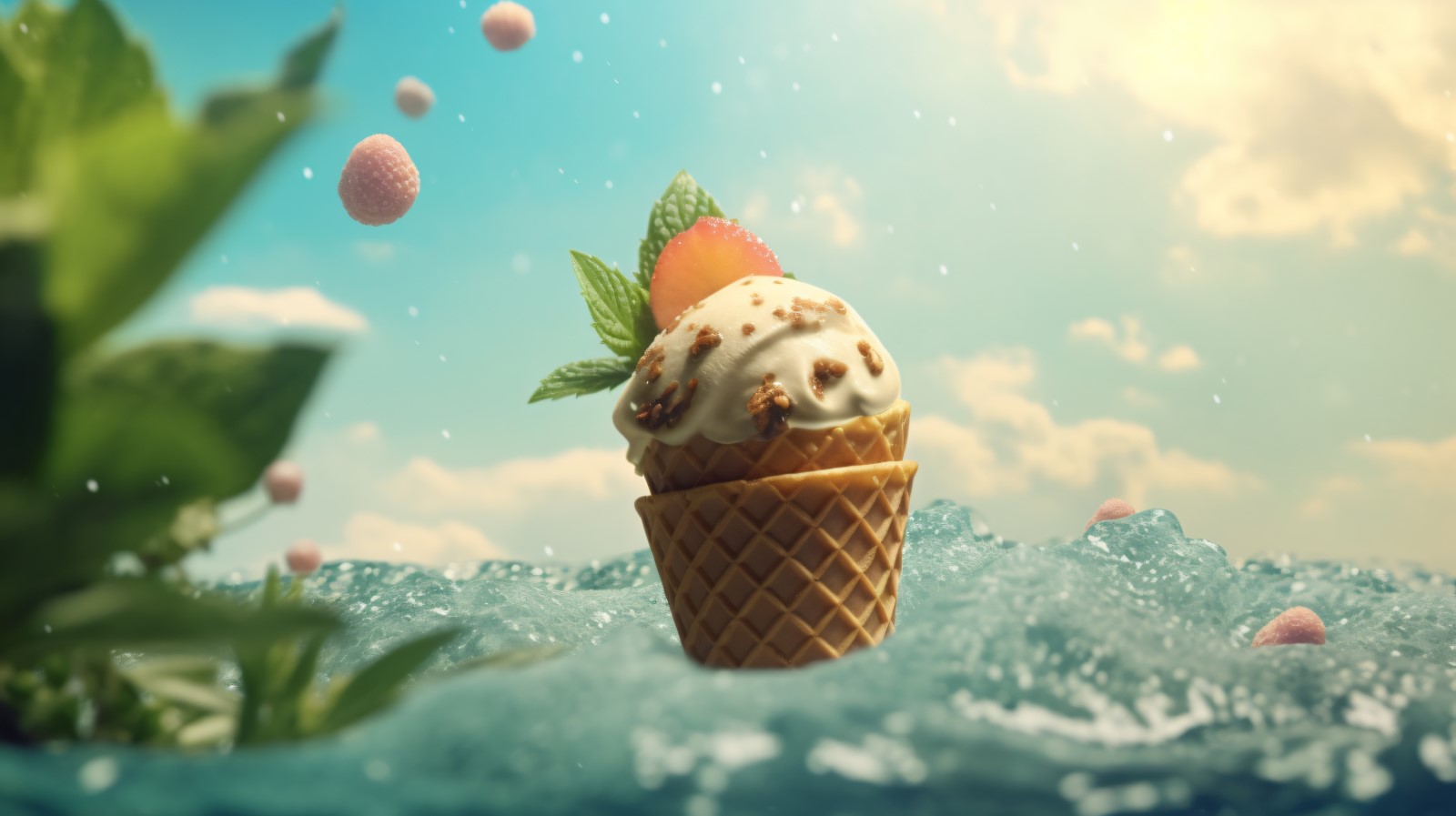 Warmth of summer desert delicious scoop of ice cream 446