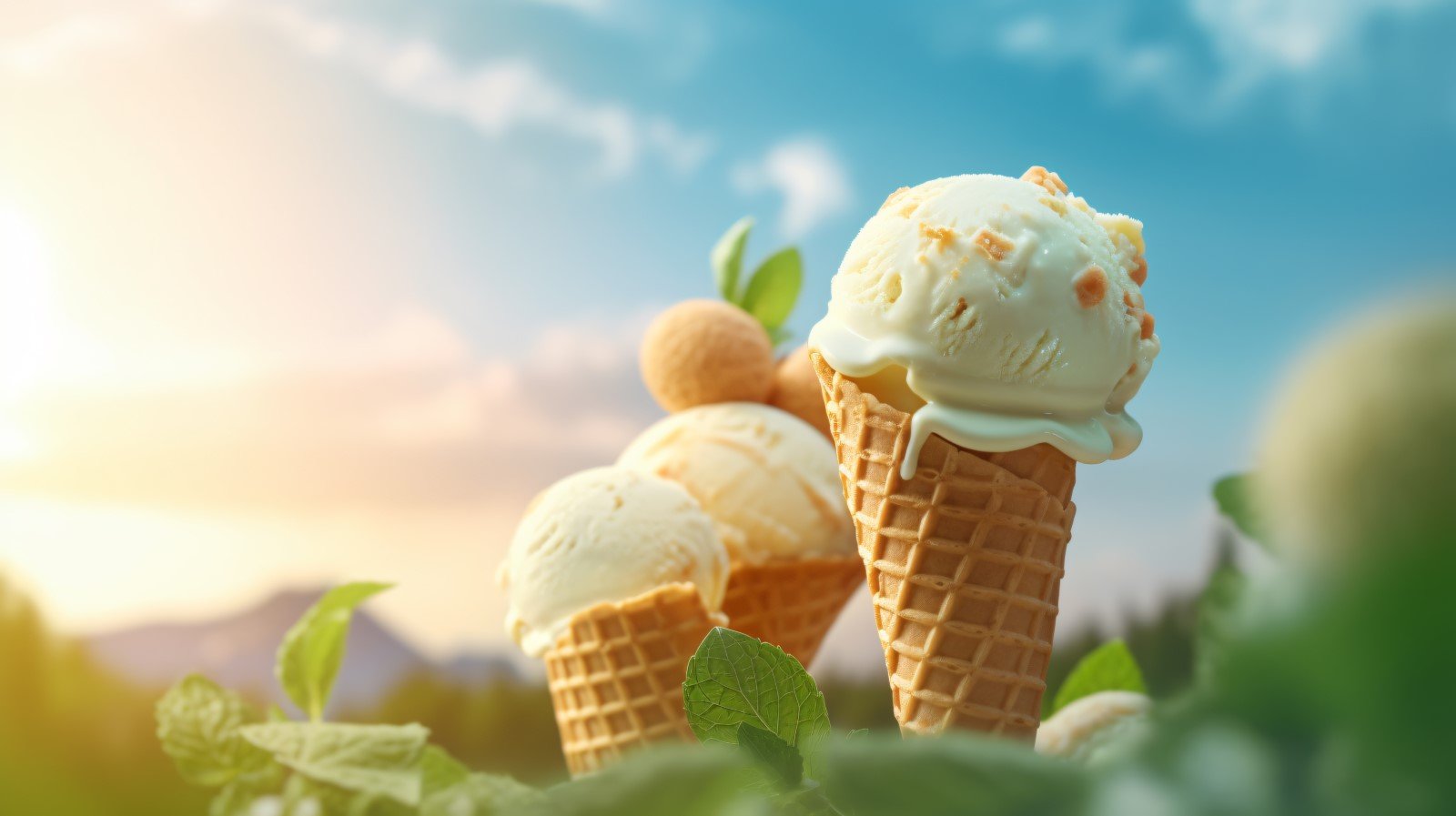 Warmth of summer desert delicious scoop of ice cream 448