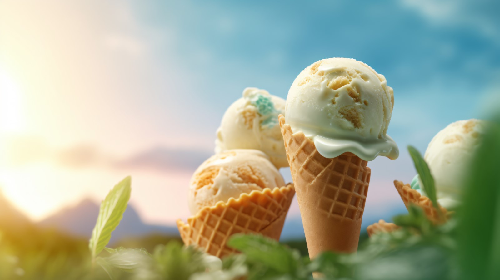 Warmth of summer desert delicious scoop of ice cream 449