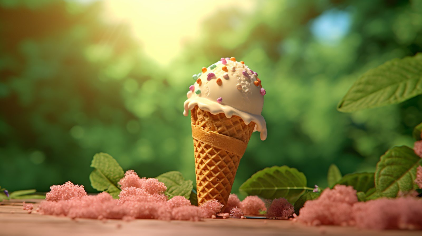 Warmth of summer desert delicious scoop of ice cream 453