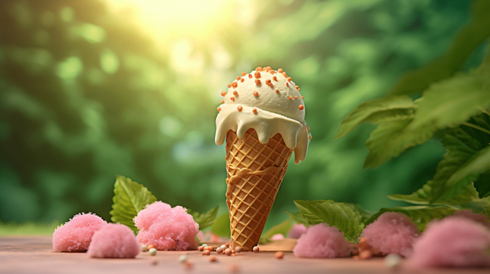 Warmth of summer desert delicious scoop of ice cream 456