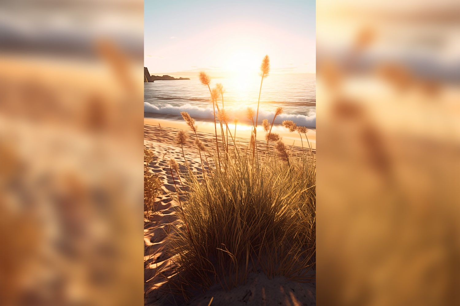 Sunny day of summer outdoor sunset behind brown dry plant 474