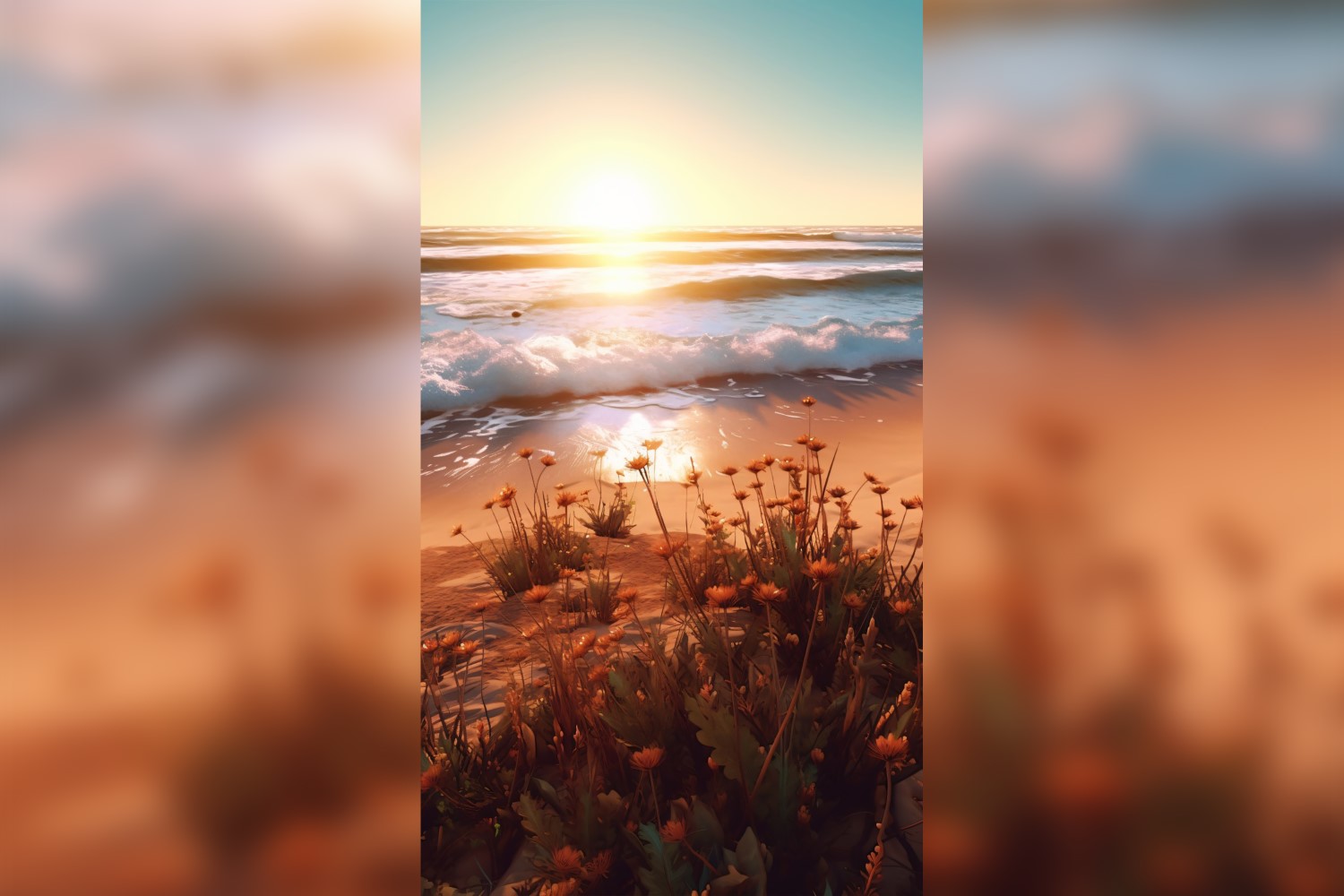 Sunny day of summer outdoor sunset behind brown dry plant 485