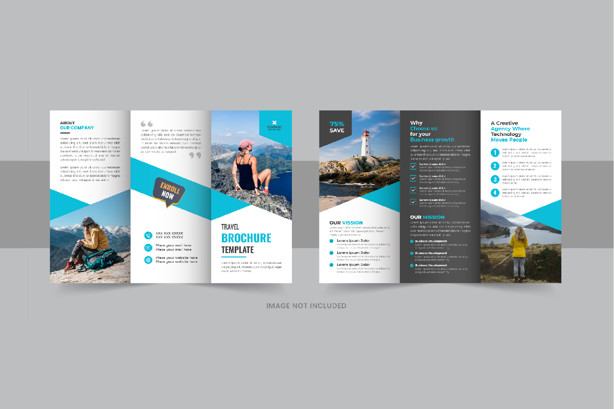 Travel trifold brochure or Travel agency trifold brochure