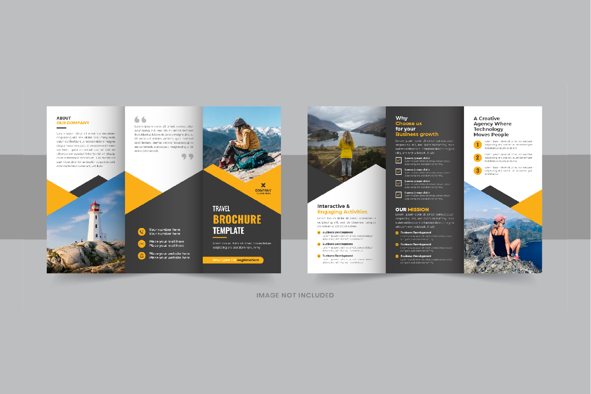 Travel trifold brochure or Travel agency trifold brochure layout