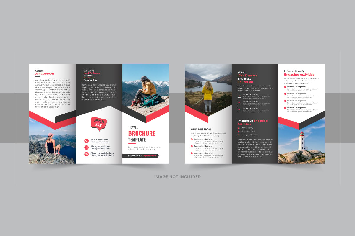 Travel trifold brochure or Travel agency trifold brochure template layout