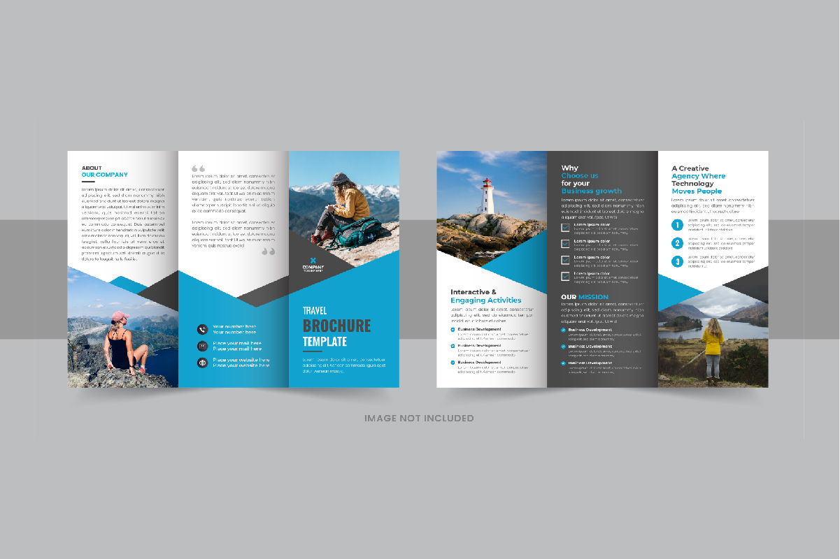 Travel trifold brochure or Travel agency trifold brochure design template layout