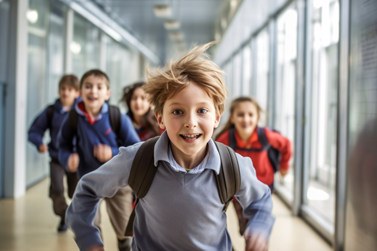 Exciting Back to School Kids running for Class Adventure 234