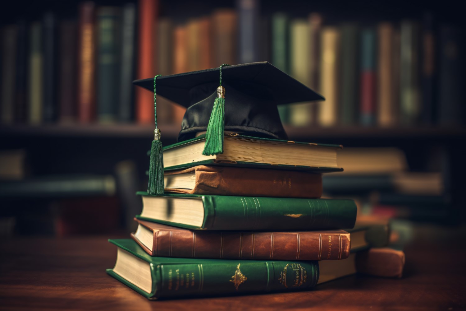 Stacked Books and Graduation Cap on top of that 6