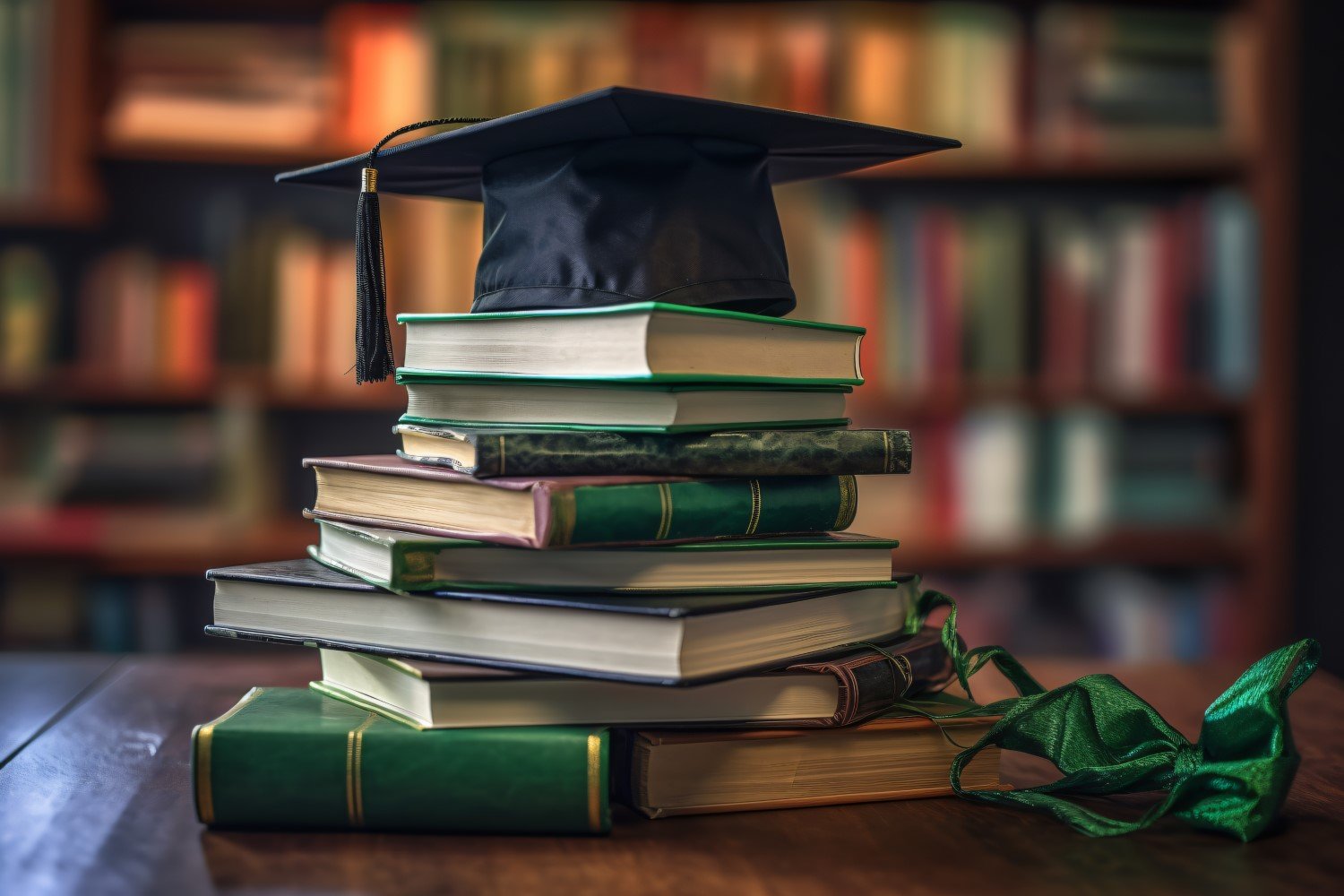 Stacked Books and Graduation Cap on top of that 3