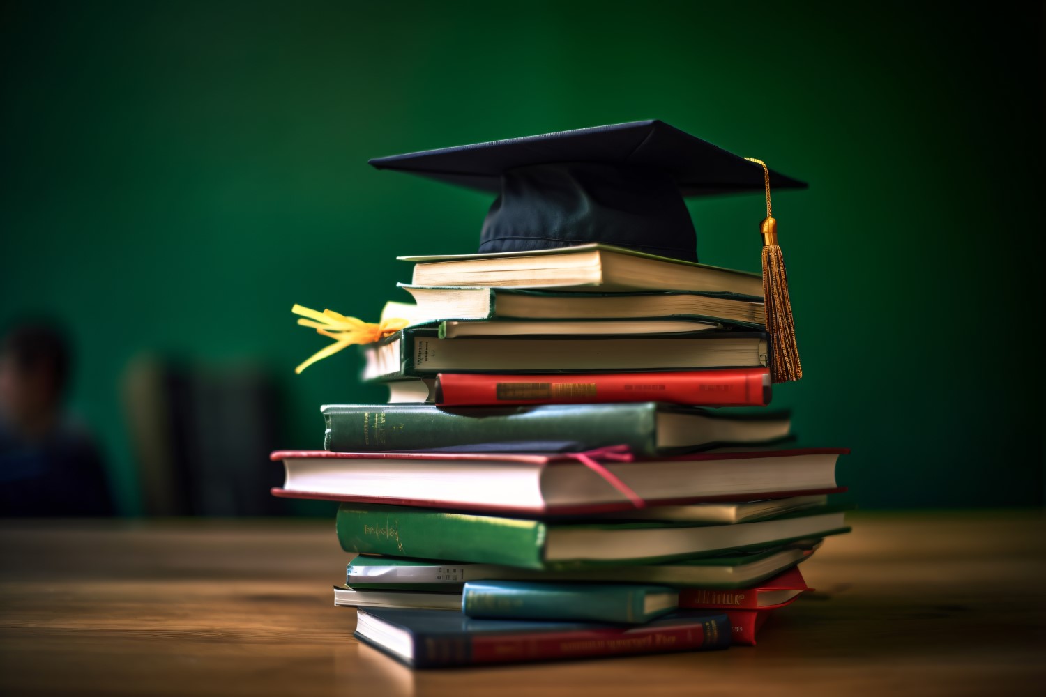 Stacked Books and Graduation Cap on top of that 11