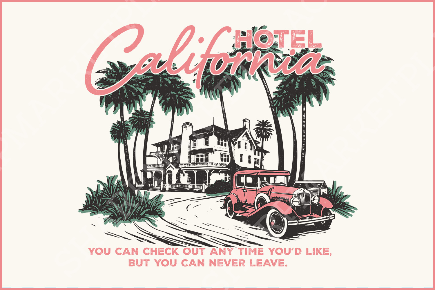 Hotel California Retro Vintage Vacation Summer Beach Sunset Eagles Western Funny & Humorous