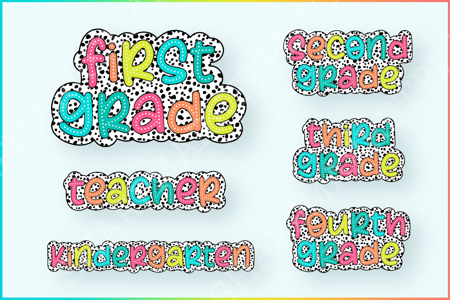 Teacher Dalmatian Png Bundle, First Grade, Kindergarten, Second Grade, Back To School