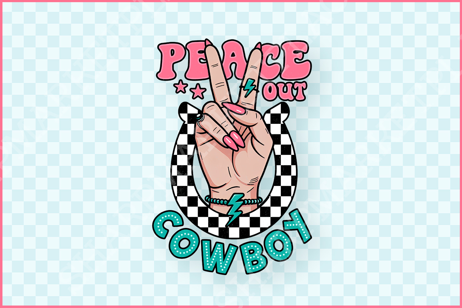 Peace Out Cowboy PNG, Vintage Country Western Shirt Design, Pink Cowgirl Sublimation, Trendy Desert