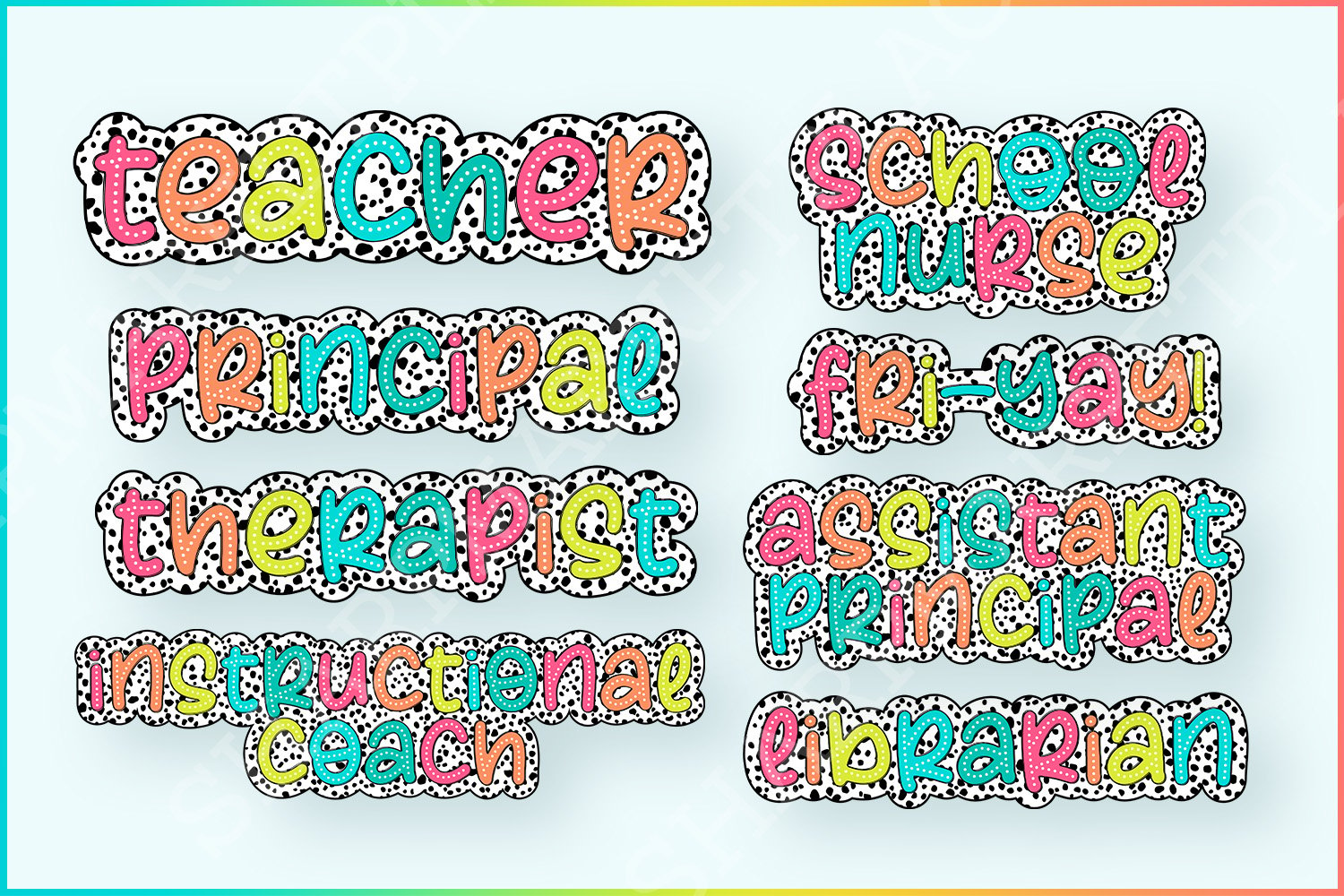 Teacher Dalmatian Bundle Png, Dalmatian Dots Png, Teacher Appreciation, Digital File, Sublimation