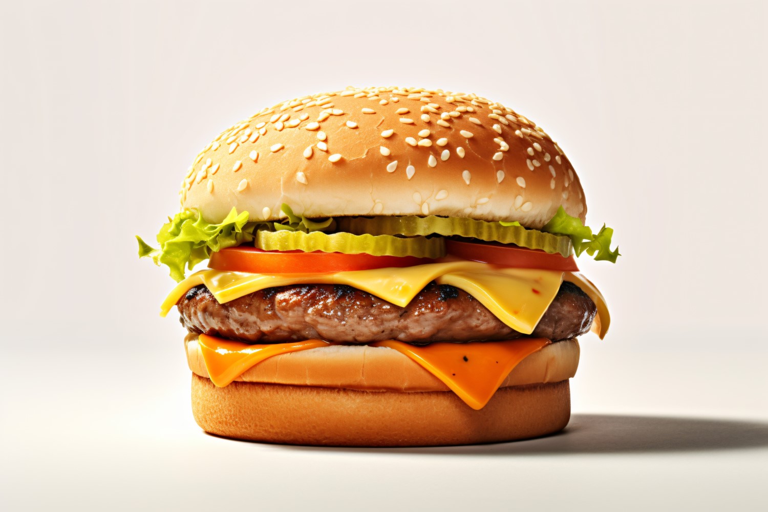 Bacon burger with beef patty, on white background 2