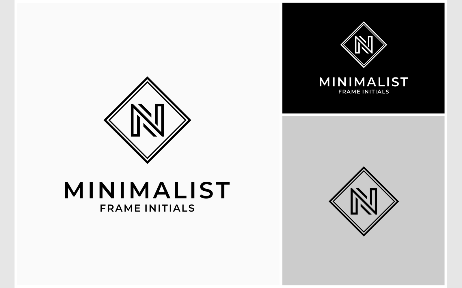 Letter N Initial Square Frame Logo