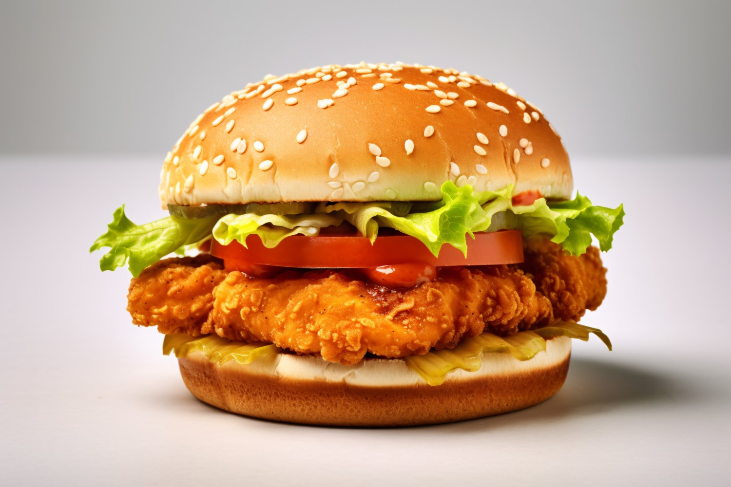 Chicken zinger broast burger, on white background 14