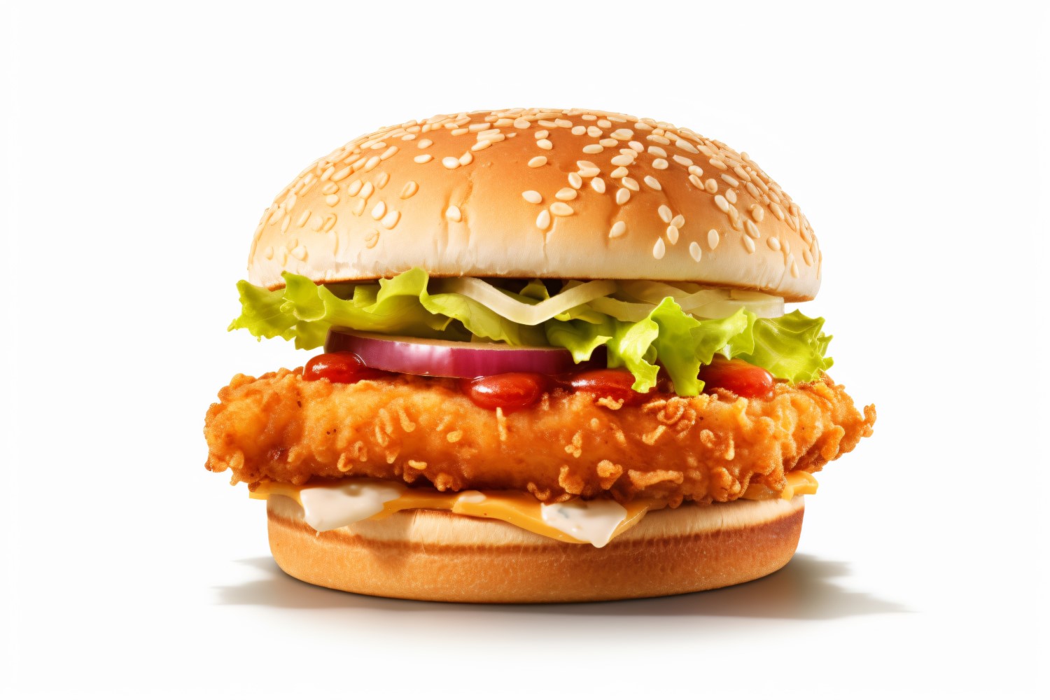 Chicken zinger broast burger, on white background 17