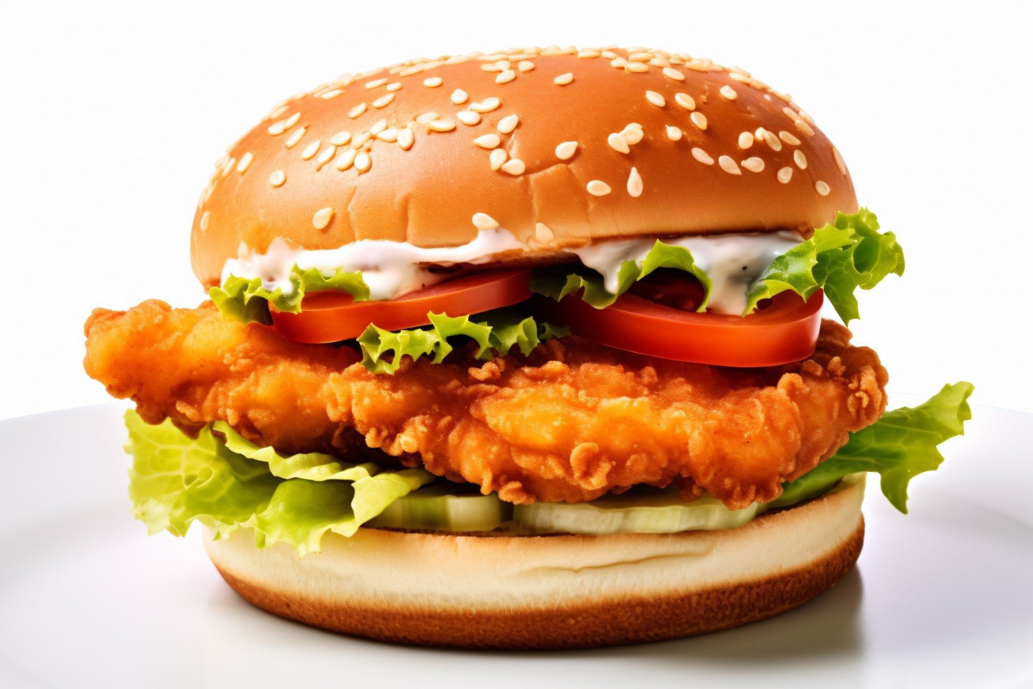 Chicken zinger broast burger, on white background 18