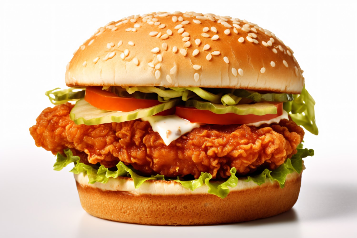 Chicken zinger broast burger, on white background 21