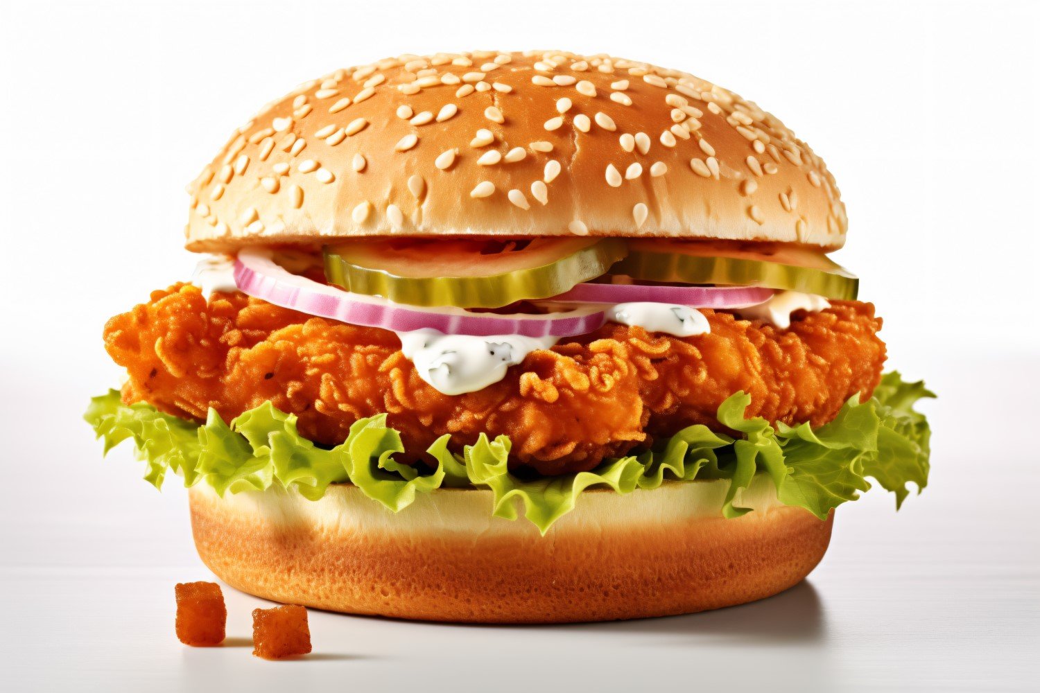 Chicken zinger broast burger, on white background 22