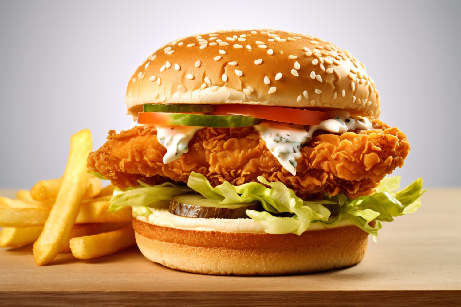 Chicken zinger broast burger, on white background 23