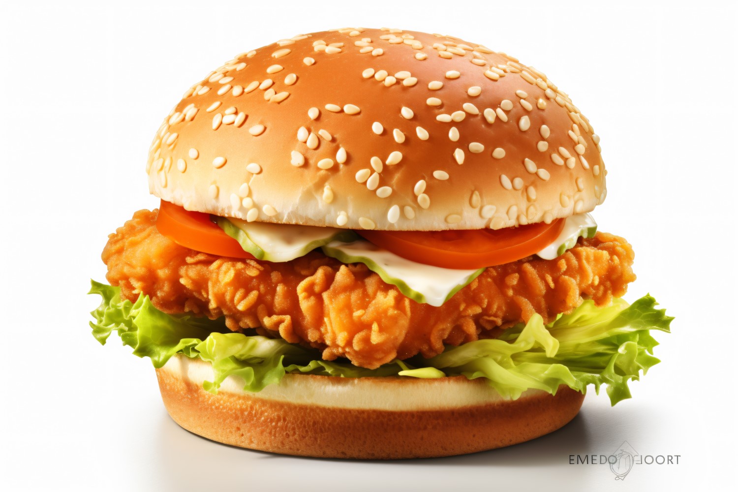 Chicken zinger broast burger, on white background 24