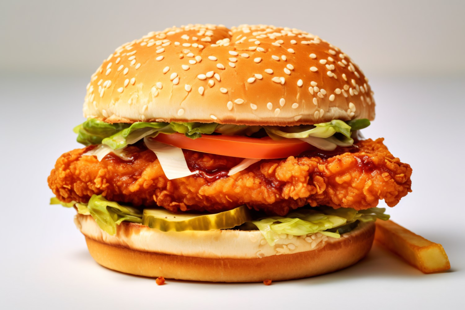 Chicken zinger broast burger, on white background 25