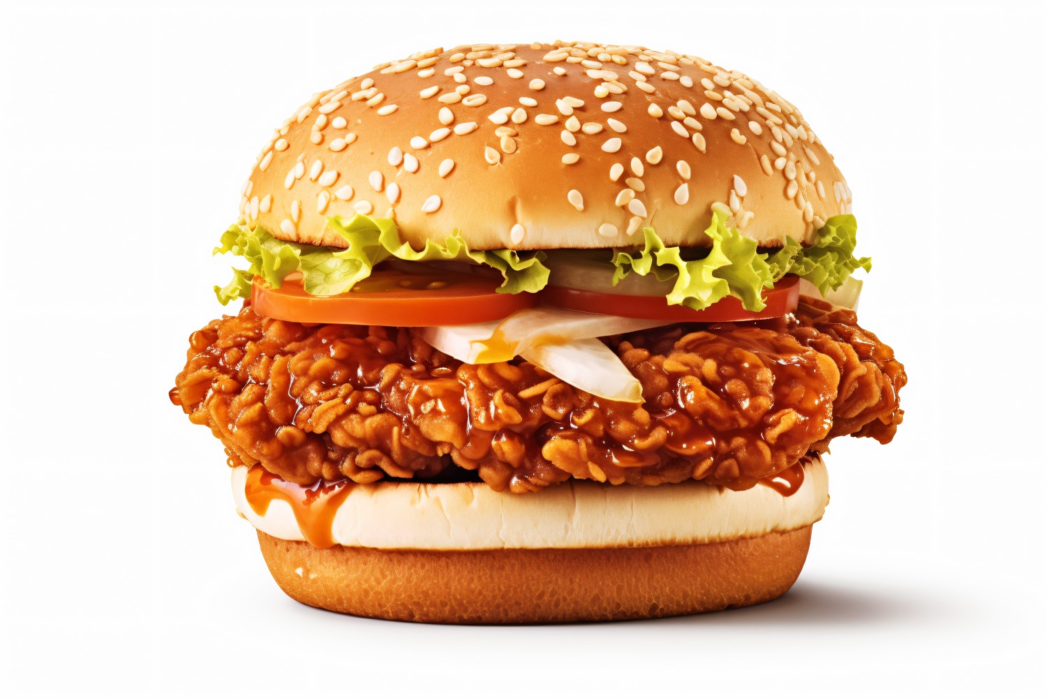 Crunchy Chicken and Fish Burger, on white background 33