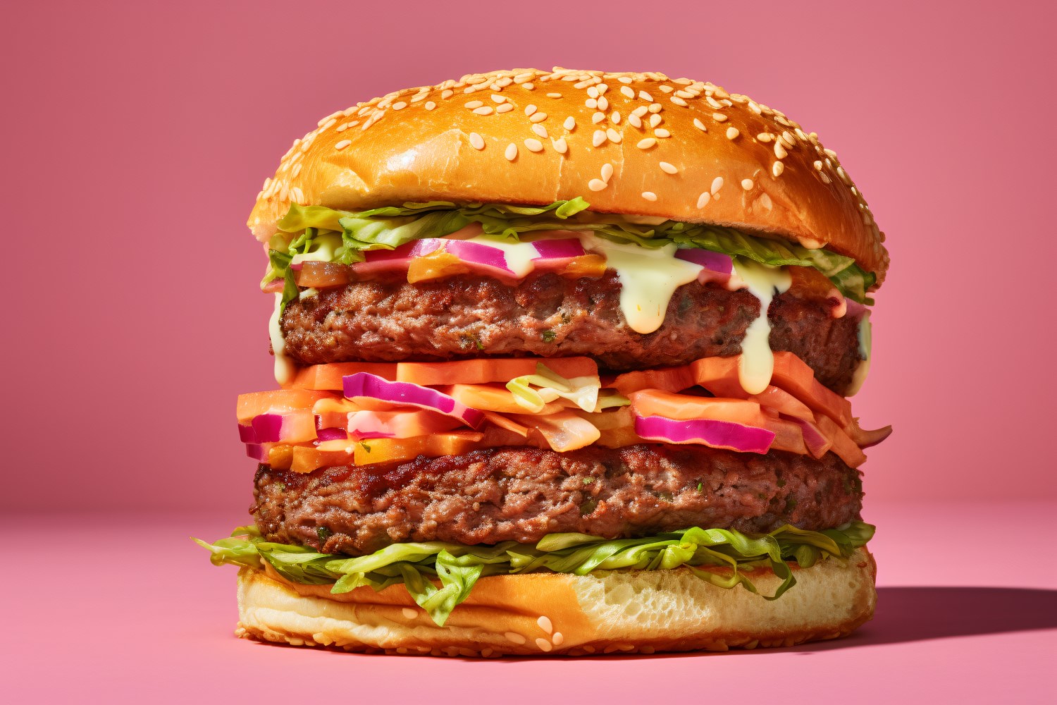 Hot hamburger, Bacon burger with beef patty 68