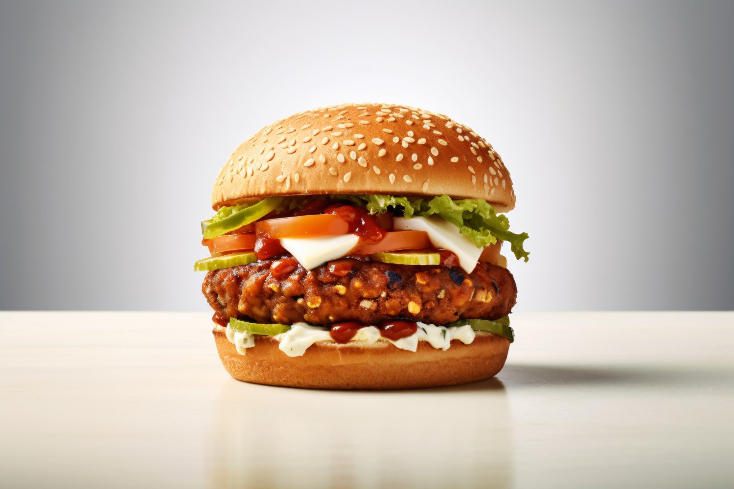 Tasty grilled Feta beef burger, on white background 72