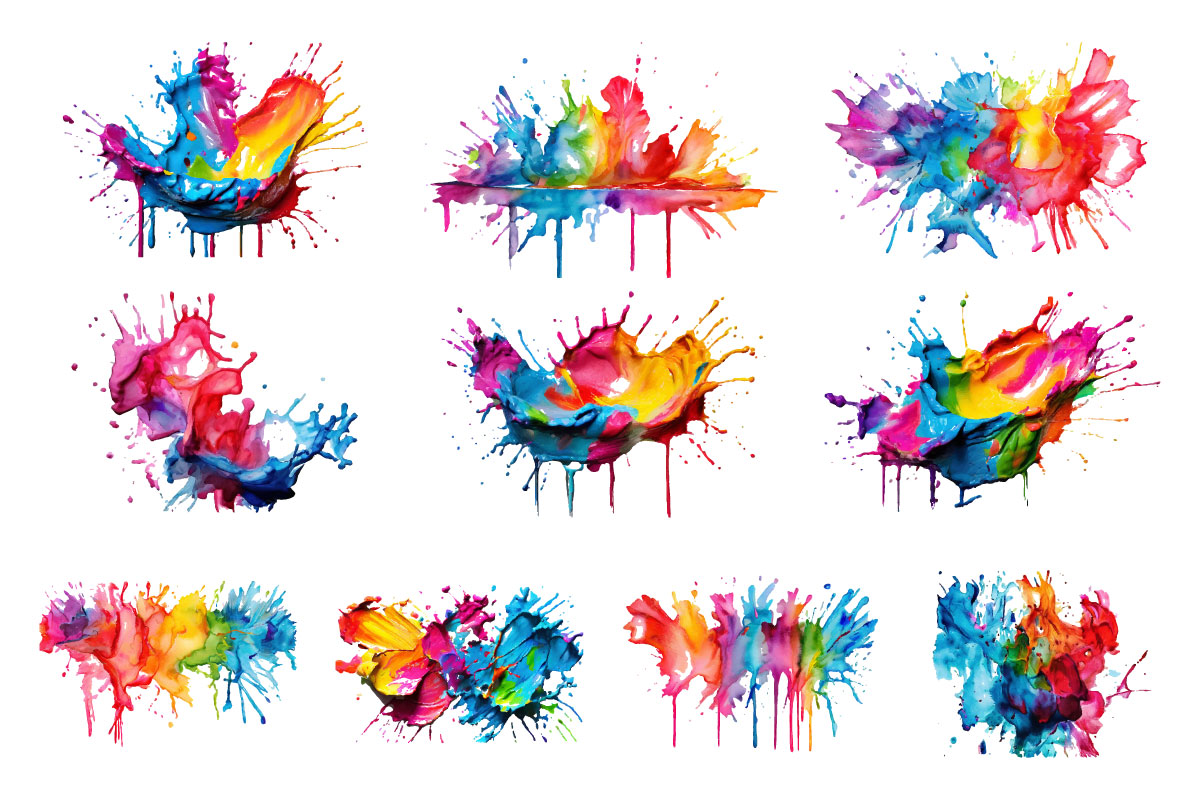 Colorful rainbow paint splash, alcohol ink splatter background