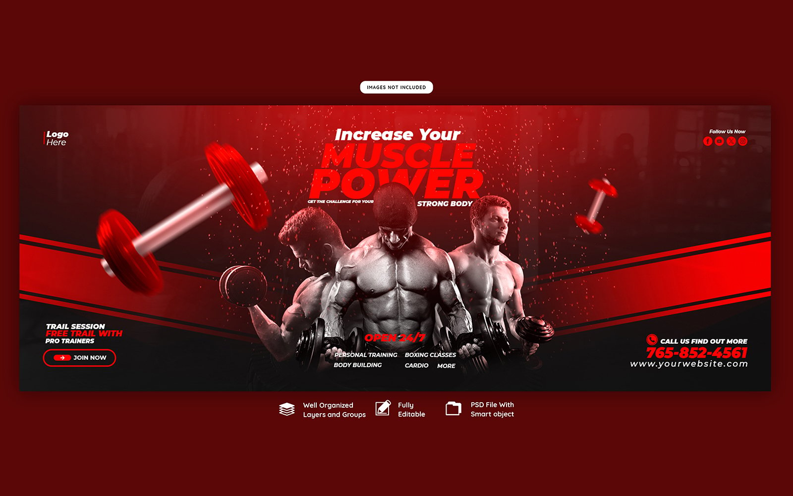 Gym  And Fitness Web Banner Template