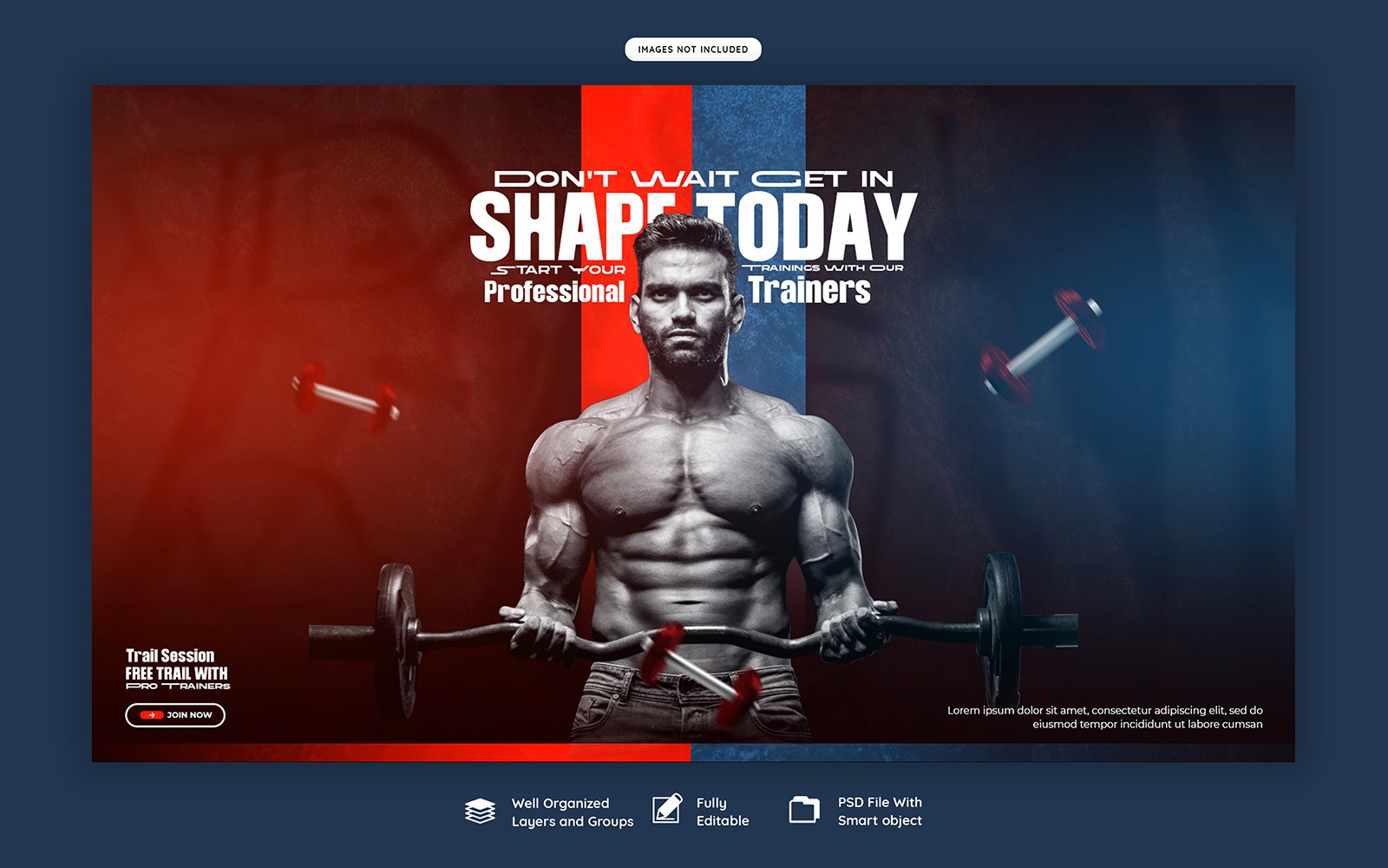 Gym  And Fitness  Web Banner Template